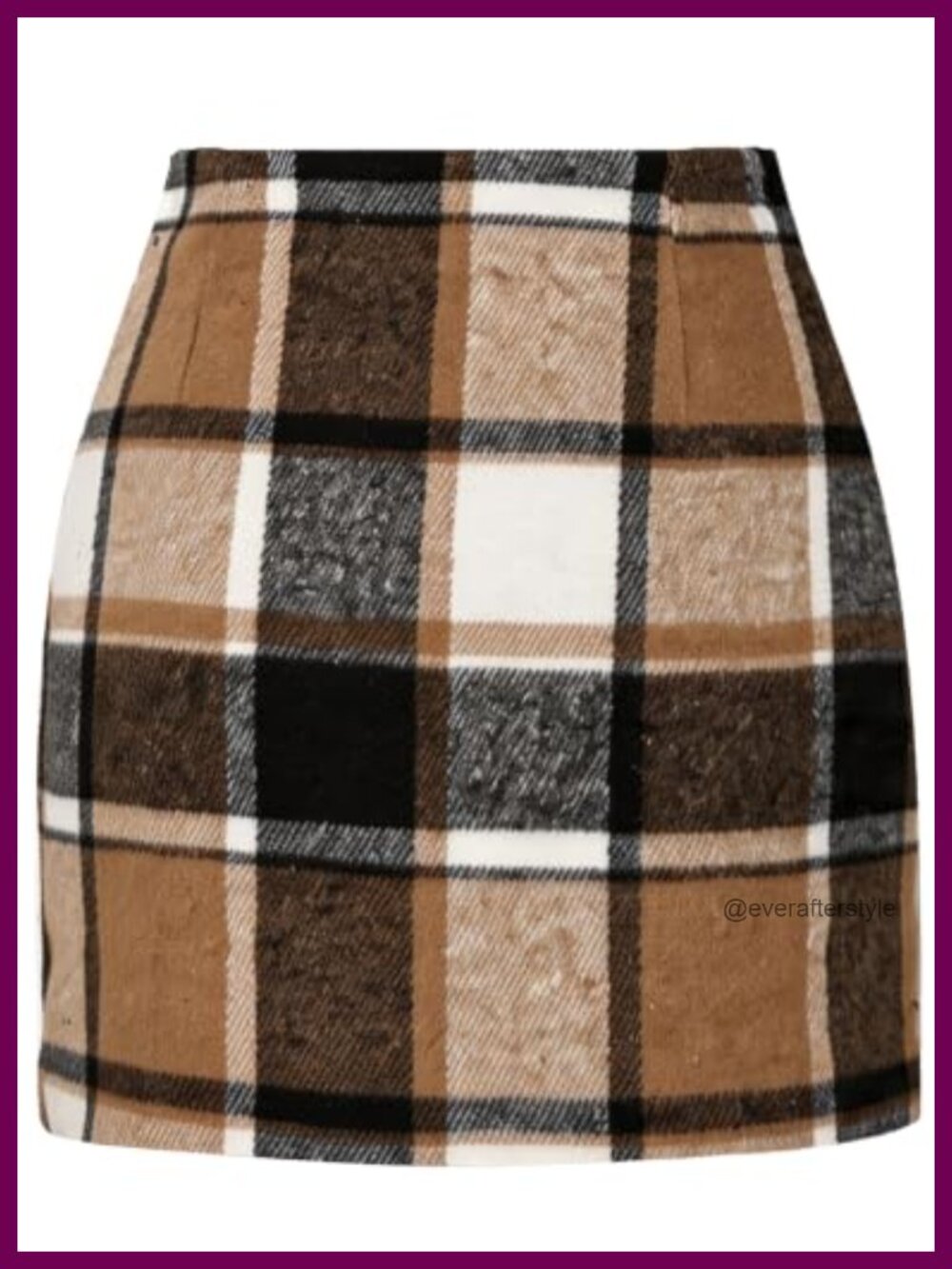 Plaid Pencil Mini Skirt High Waisted Bodycon Invisible Side Zipper